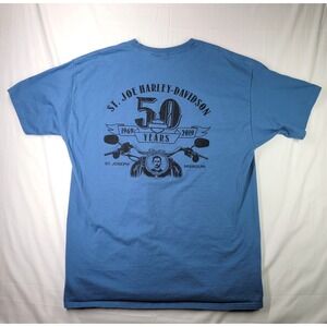 Harley Davidson T Shirt Men's 2XL XXL Blue St. Joseph Missouri Crew Neck Long HD